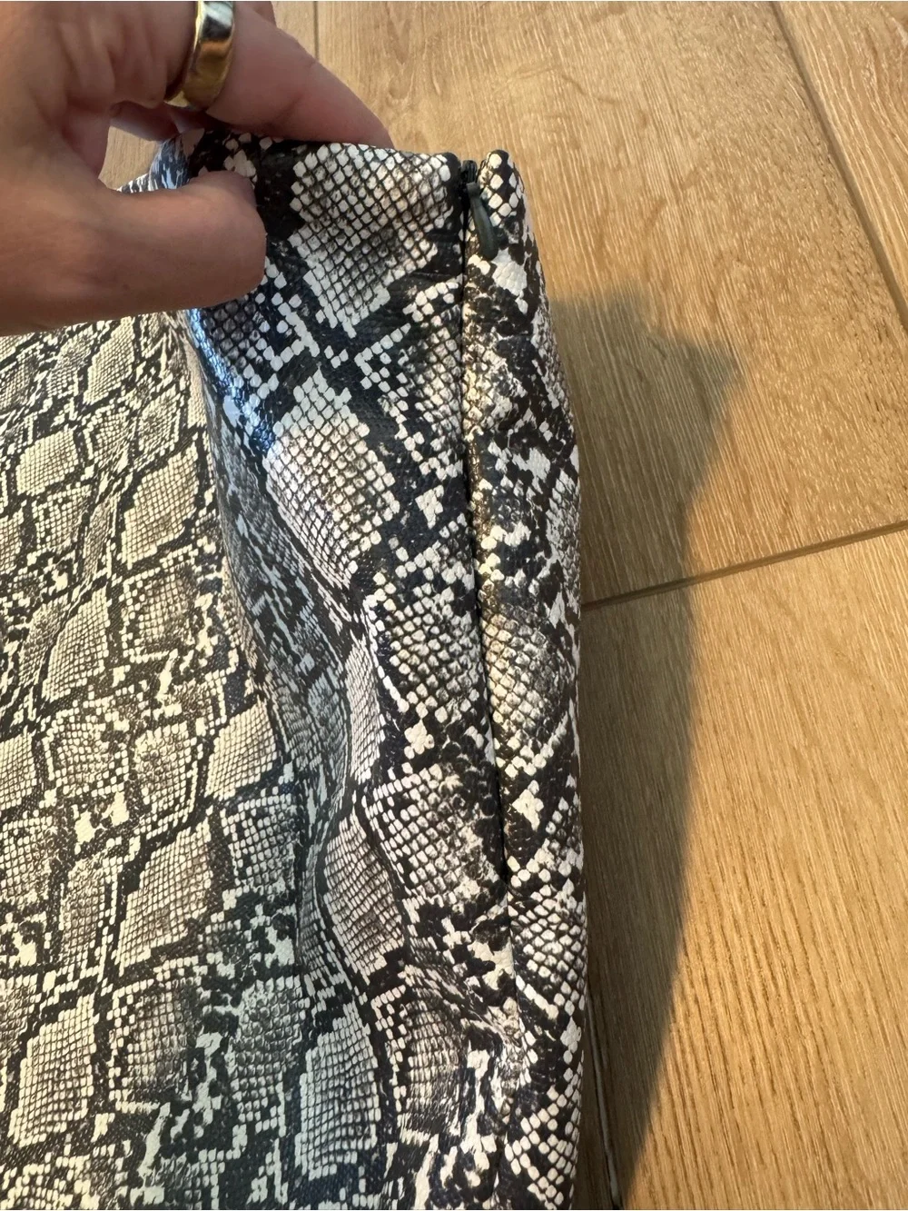 H&M Divided snakeskin print mini skirt vegan imitation leather size 14